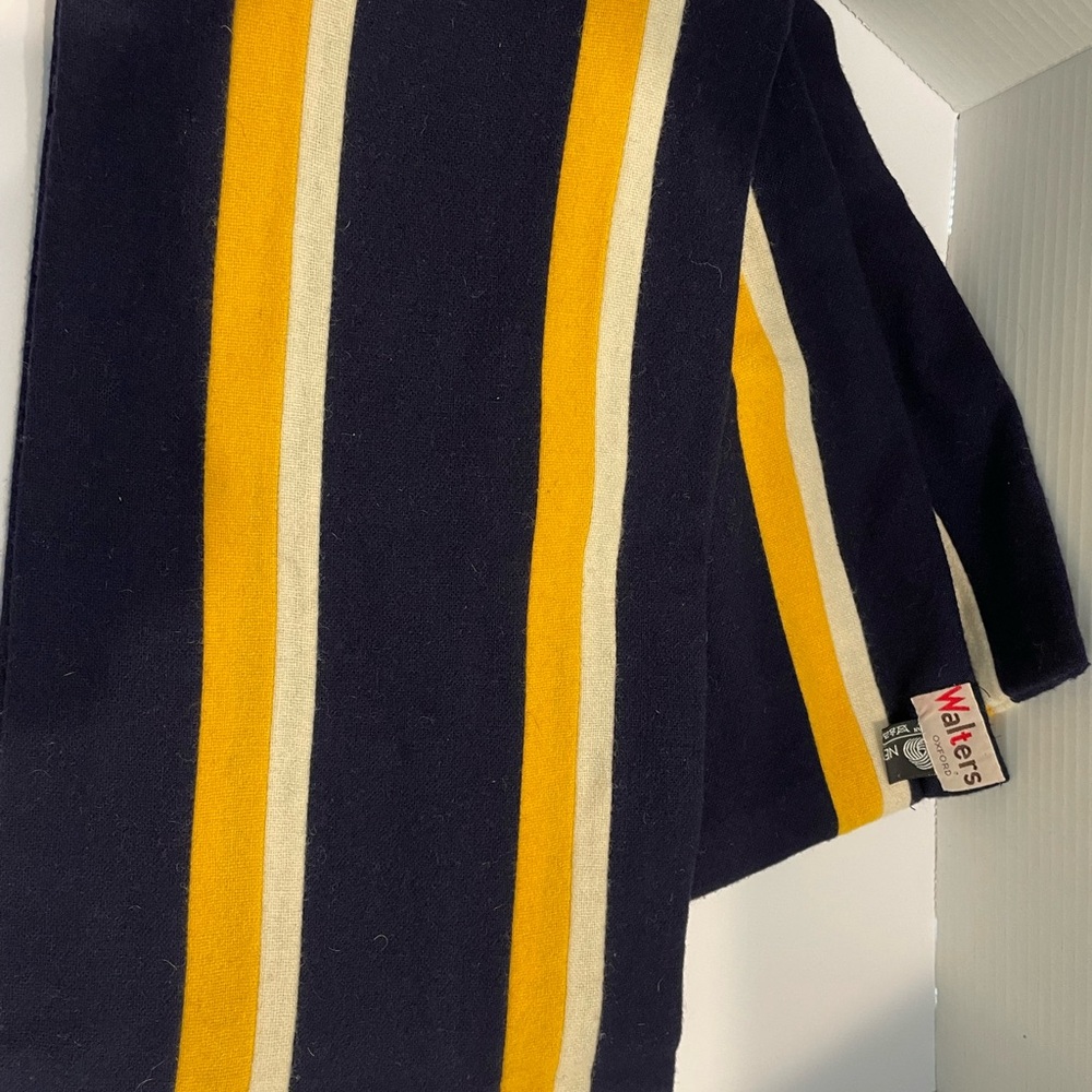 Walters Oxford Striped Scarf in Navy and Yellow
